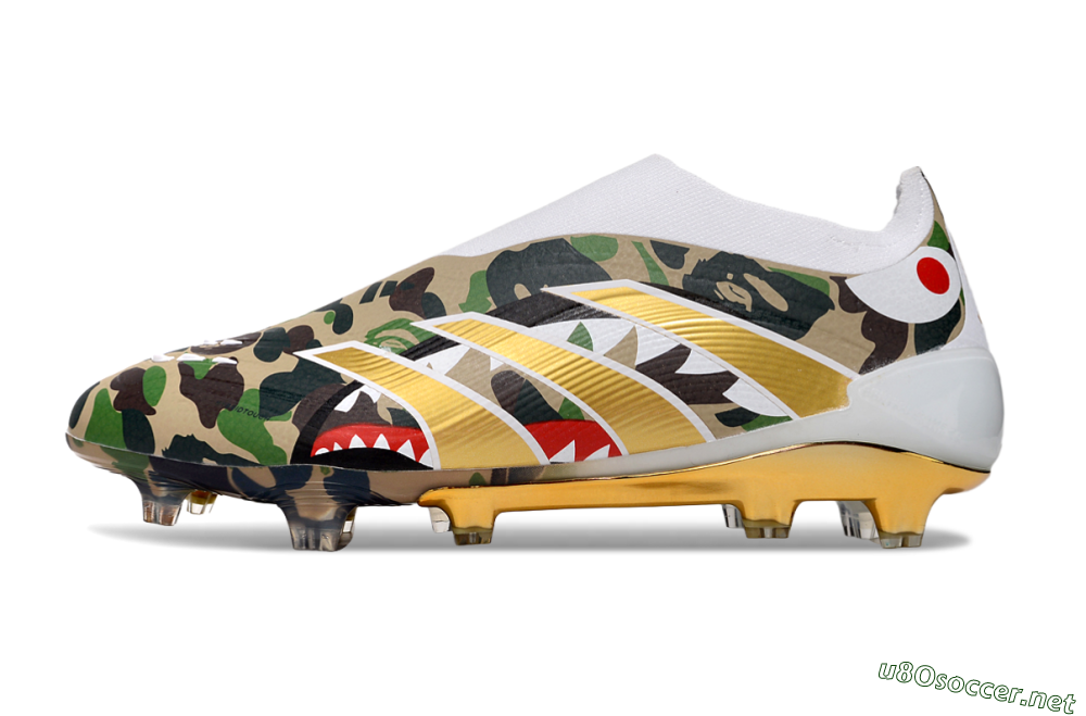 Men's Adidas Predator 25 Elite Laceless FG Football Boots - Camo/White/Gold 0