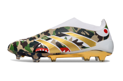 Men's Adidas Predator 25 Elite Laceless FG Football Boots - Camo/White/Gold