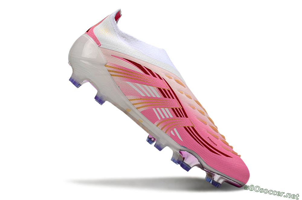Men's Adidas 25 Predator Elite Laceless FG Football Boots - Pink/White/Gold 4