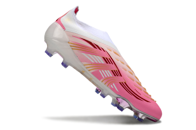 Men's Adidas 25 Predator Elite Laceless FG Football Boots - Pink/White/Gold