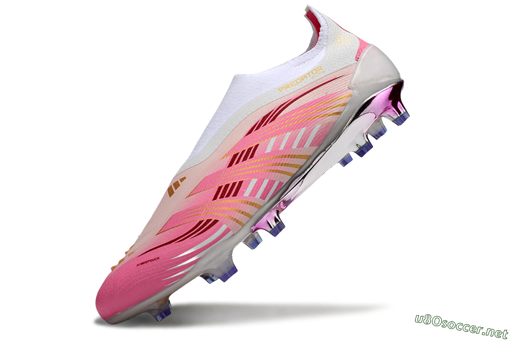 Men's Adidas 25 Predator Elite Laceless FG Football Boots - Pink/White/Gold 5