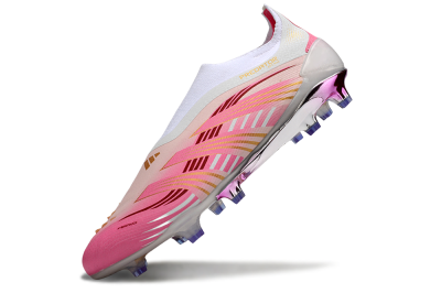 Men's Adidas 25 Predator Elite Laceless FG Football Boots - Pink/White/Gold