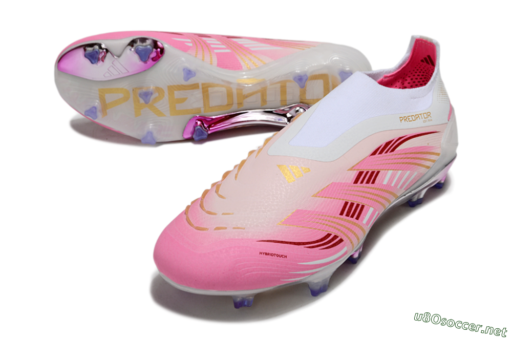 Men's Adidas 25 Predator Elite Laceless FG Football Boots - Pink/White/Gold 3