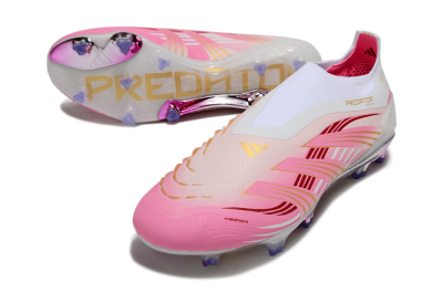 Men's Adidas 25 Predator Elite Laceless FG Football Boots - Pink/White/Gold
