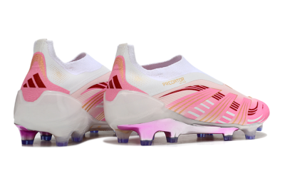 Men's Adidas 25 Predator Elite Laceless FG Football Boots - Pink/White/Gold