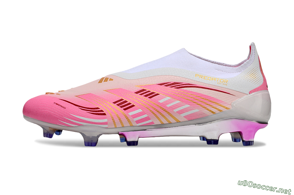 Men's Adidas 25 Predator Elite Laceless FG Football Boots - Pink/White/Gold 0