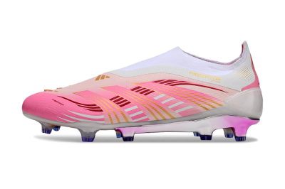 Men's Adidas 25 Predator Elite Laceless FG Football Boots - Pink/White/Gold