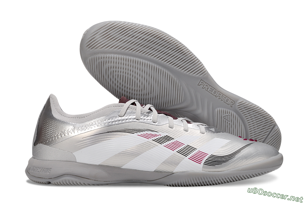 Men's Adidas Predator 25 Elite IC Football Shoes - Silver/White/Red 2