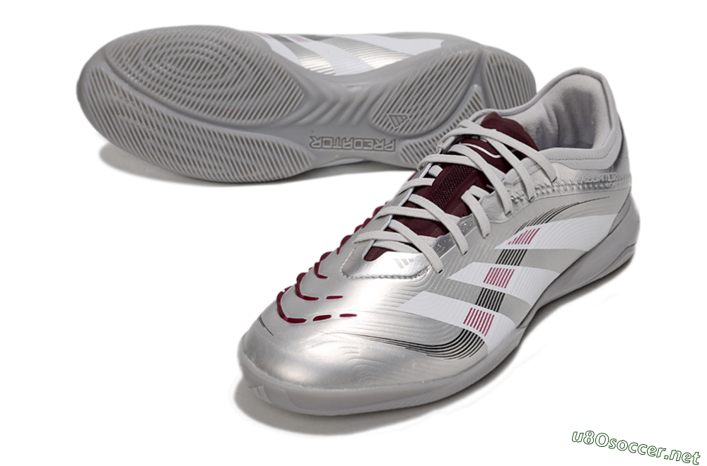 Men's Adidas Predator 25 Elite IC Football Shoes - Silver/White/Red 3