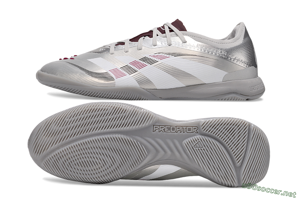 Men's Adidas Predator 25 Elite IC Football Shoes - Silver/White/Red 1