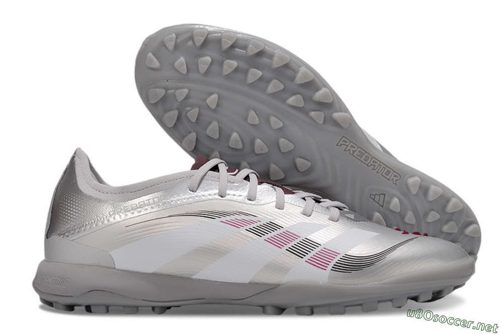 Men's Adidas Predator 25 Elite TF Football Shoes - Silver/White/Red 2
