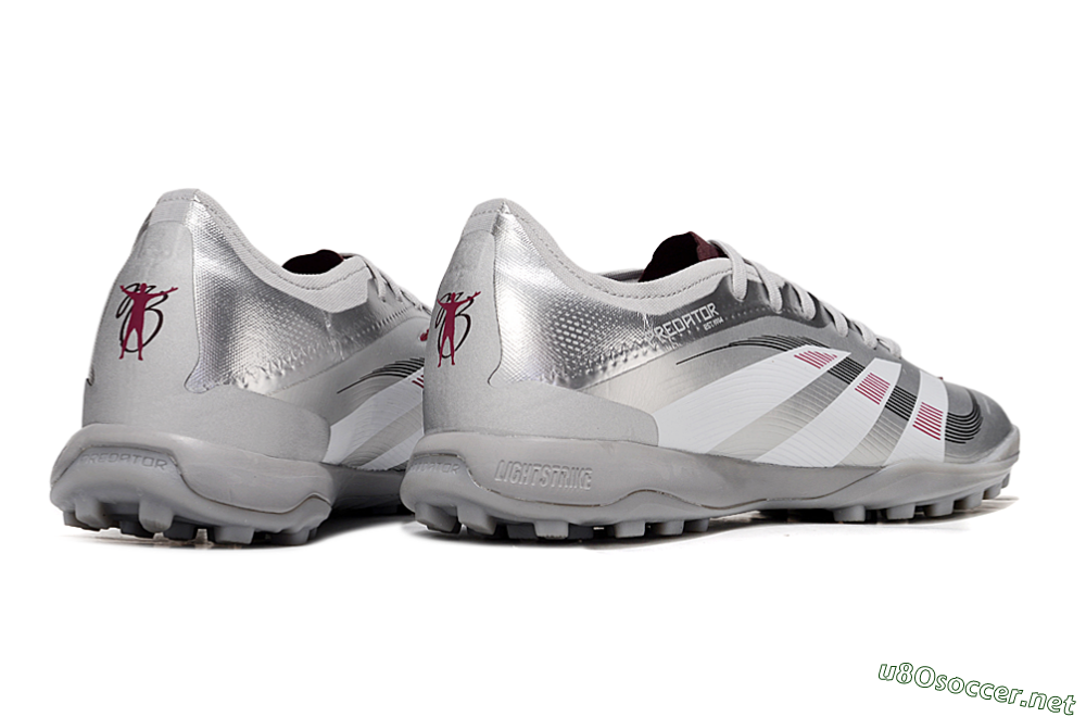 Men's Adidas Predator 25 Elite TF Football Shoes - Silver/White/Red 6