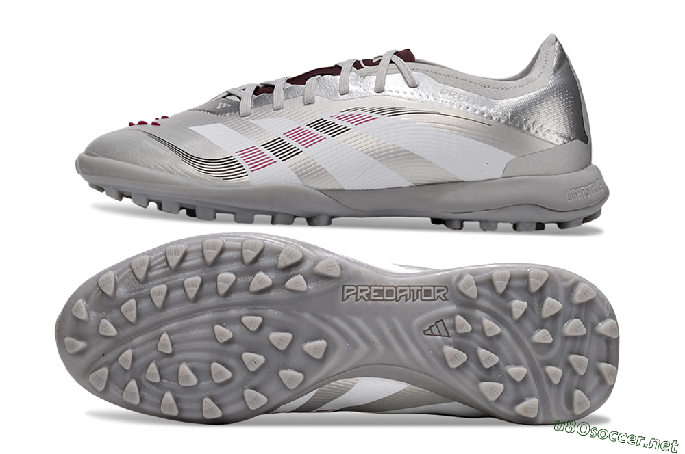 Men's Adidas Predator 25 Elite TF Football Shoes - Silver/White/Red 1