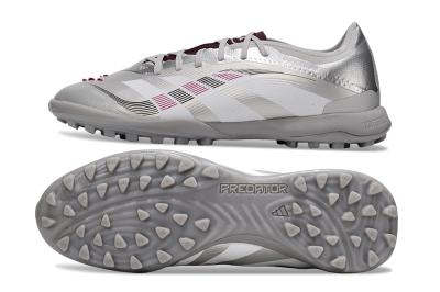Men's Adidas Predator 25 Elite TF Football Shoes - Silver/White/Red