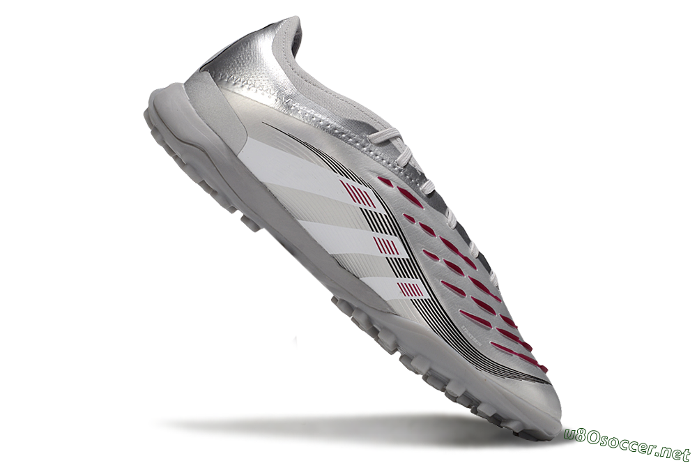 Men's Adidas Predator 25 Elite TF Football Shoes - Silver/White/Red 4