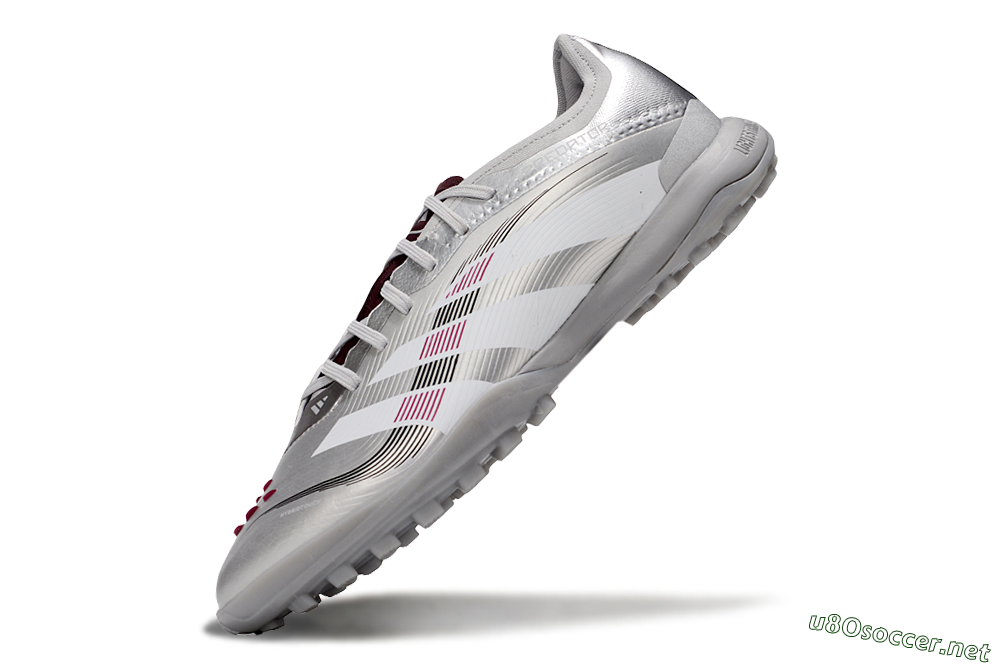 Men's Adidas Predator 25 Elite TF Football Shoes - Silver/White/Red 5