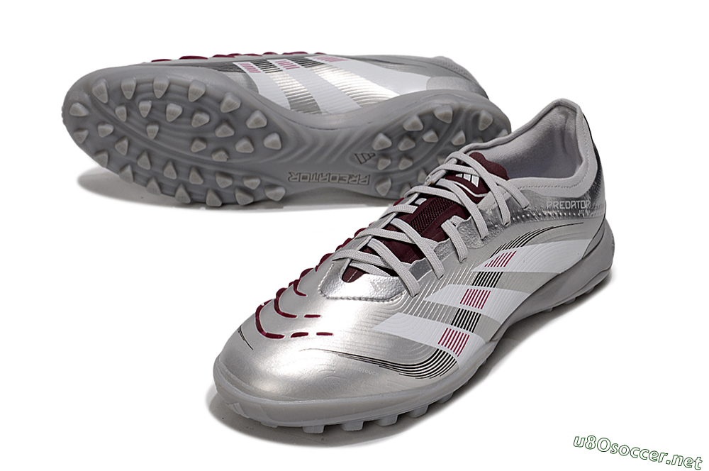 Men's Adidas Predator 25 Elite TF Football Shoes - Silver/White/Red 3