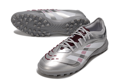 Men's Adidas Predator 25 Elite TF Football Shoes - Silver/White/Red