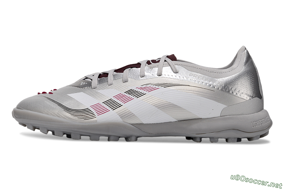 Men's Adidas Predator 25 Elite TF Football Shoes - Silver/White/Red 0