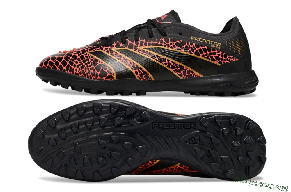 Men's Adidas Predator 25 Elite TF Football Shoes - Black/Red/Yellow 1