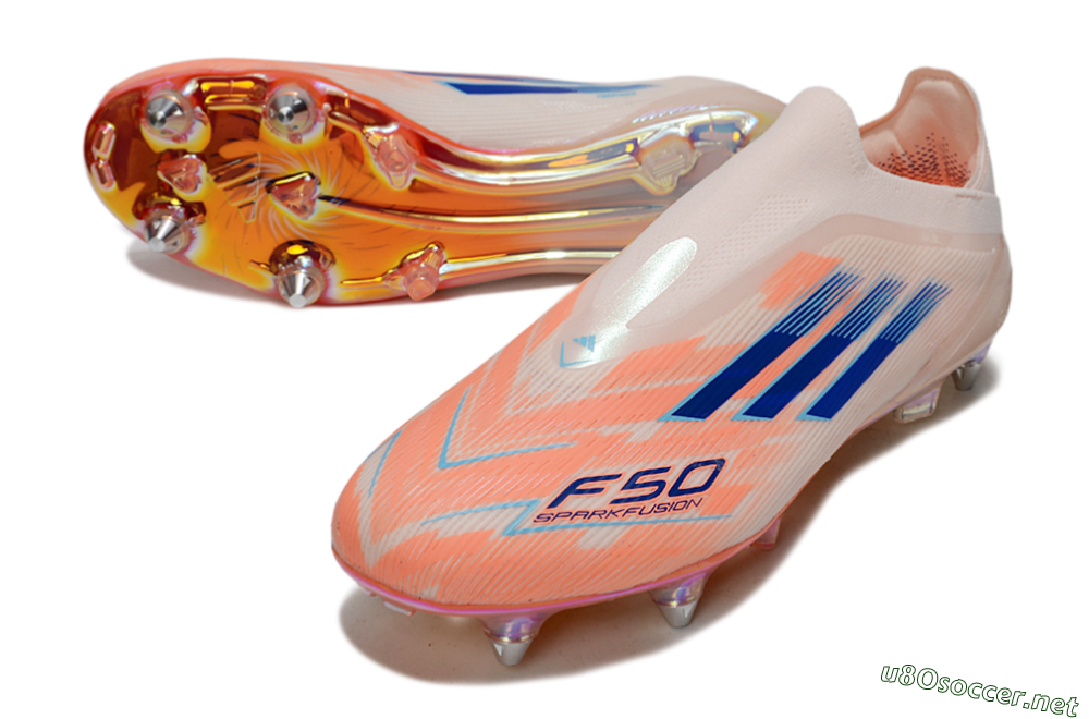 Men's Adidas F50 Elite Laceless SG Football Boots - Pink/Blue/Gold 3