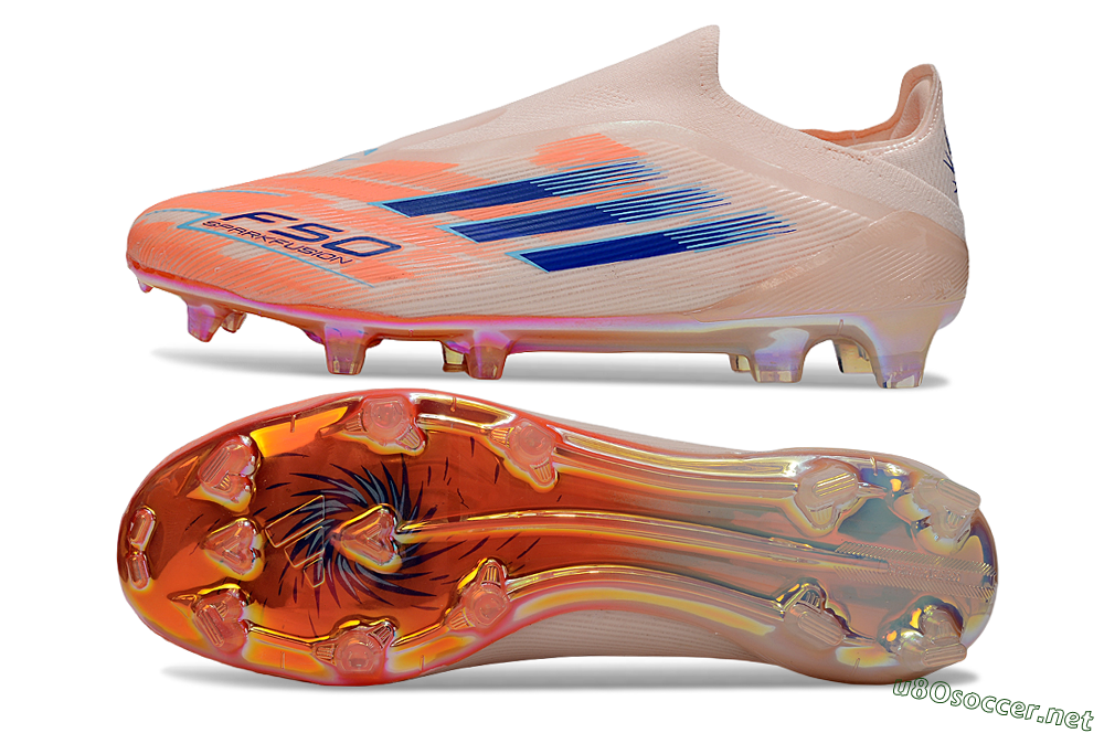 Men's Adidas F50 Elite Laceless FG Football Boots - Pink/Blue/Gold 1