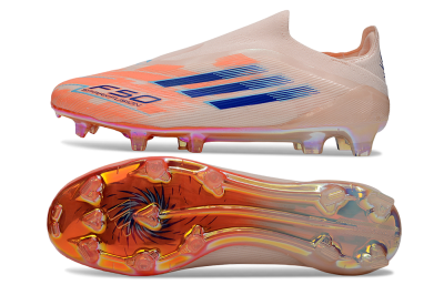 Men's Adidas F50 Elite Laceless FG Football Boots - Pink/Blue/Gold