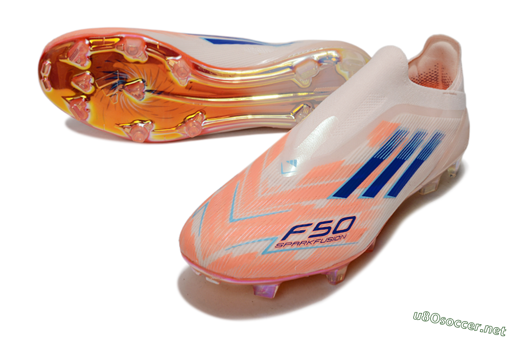 Men's Adidas F50 Elite Laceless FG Football Boots - Pink/Blue/Gold 3