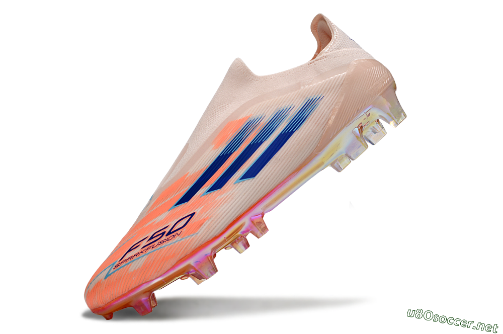 Men's Adidas F50 Elite Laceless FG Football Boots - Pink/Blue/Gold 5