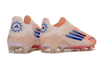 Men's Adidas F50 Elite Laceless FG Football Boots - Pink/Blue/Gold