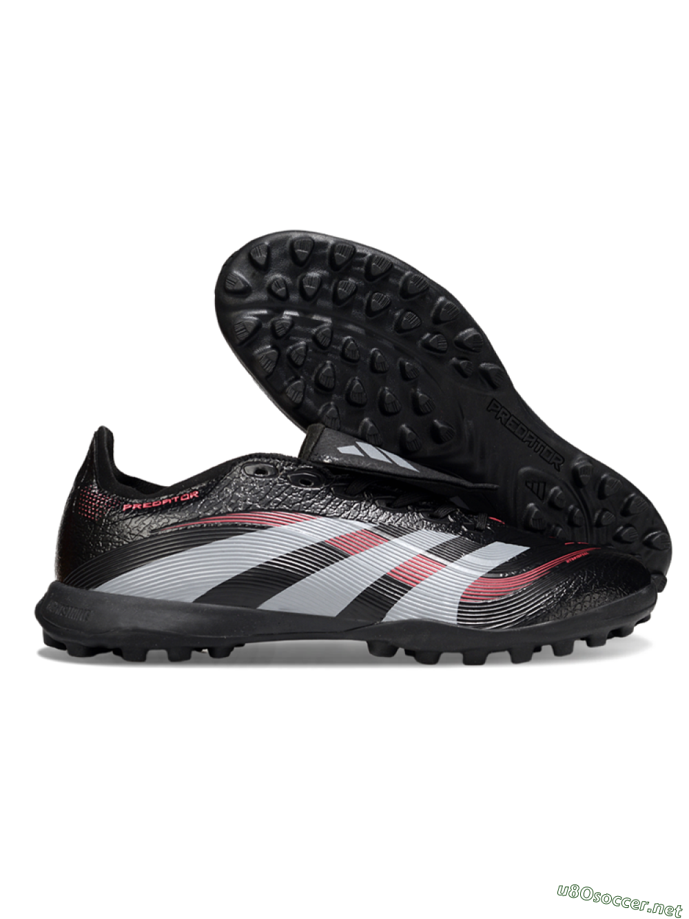 Men's Adidas Predator 25 Elite Foldover Tongue TF Football Shoes - Black/Silver/Red 2