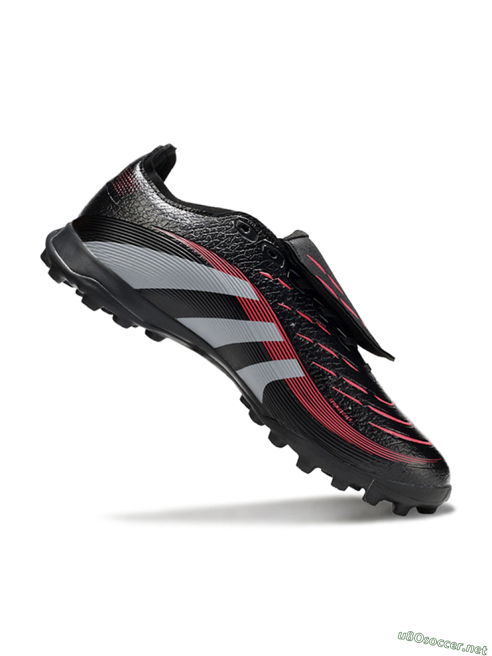 Men's Adidas Predator 25 Elite Foldover Tongue TF Football Shoes - Black/Silver/Red 4