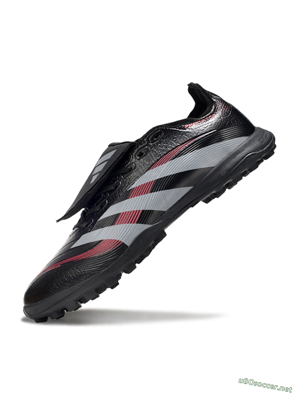 Men's Adidas Predator 25 Elite Foldover Tongue TF Football Shoes - Black/Silver/Red 5
