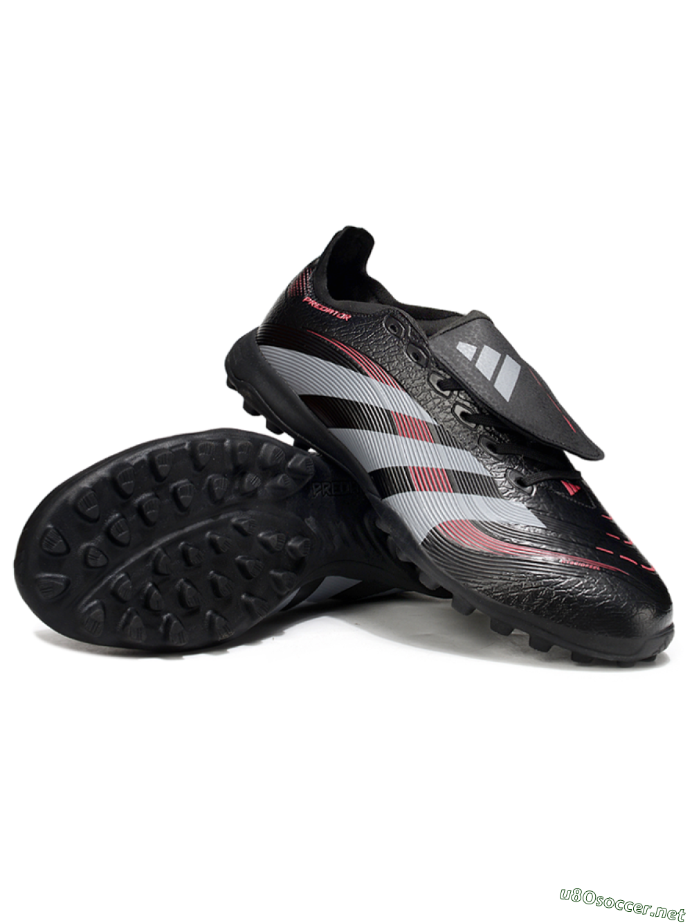 Men's Adidas Predator 25 Elite Foldover Tongue TF Football Shoes - Black/Silver/Red 3