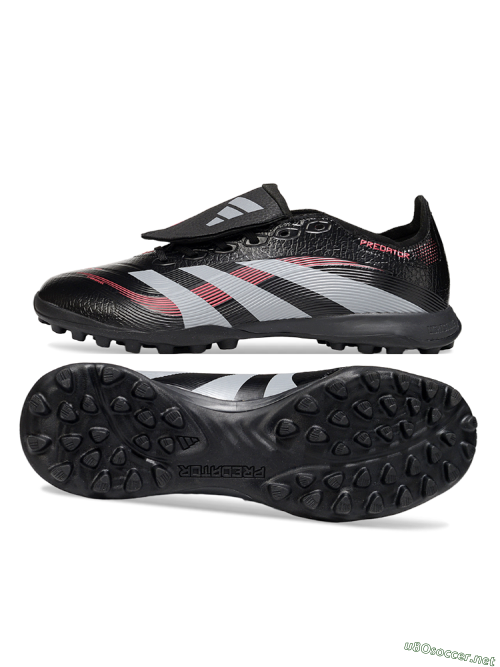 Men's Adidas Predator 25 Elite Foldover Tongue TF Football Shoes - Black/Silver/Red 1