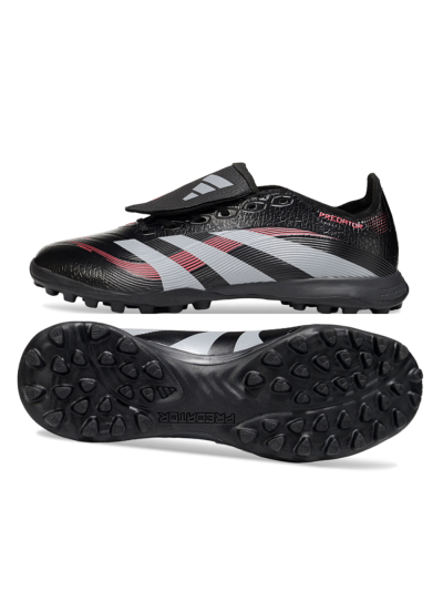 Men's Adidas Predator 25 Elite Foldover Tongue TF Football Shoes - Black/Silver/Red