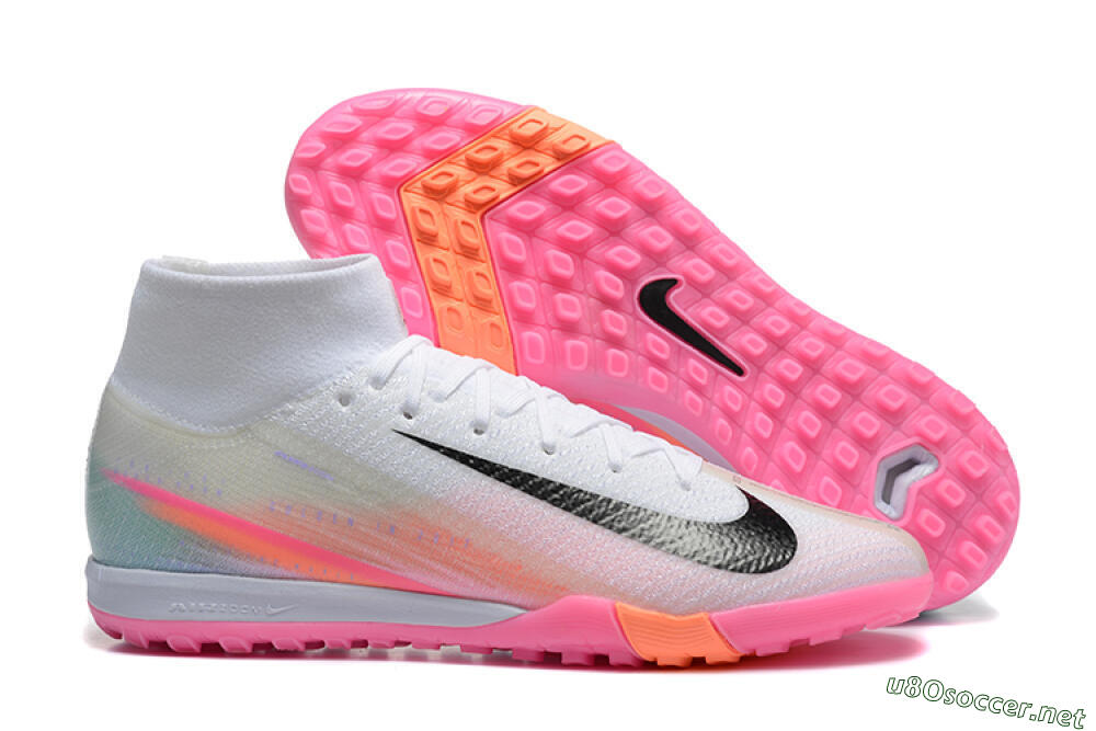 Unisex Nike Air Zoom Mercurial Superfly 10 Elite TF Football Shoes - White/Black/Pink 2
