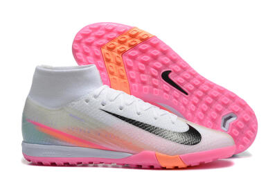 Unisex Nike Air Zoom Mercurial Superfly 10 Elite TF Football Shoes - White/Black/Pink