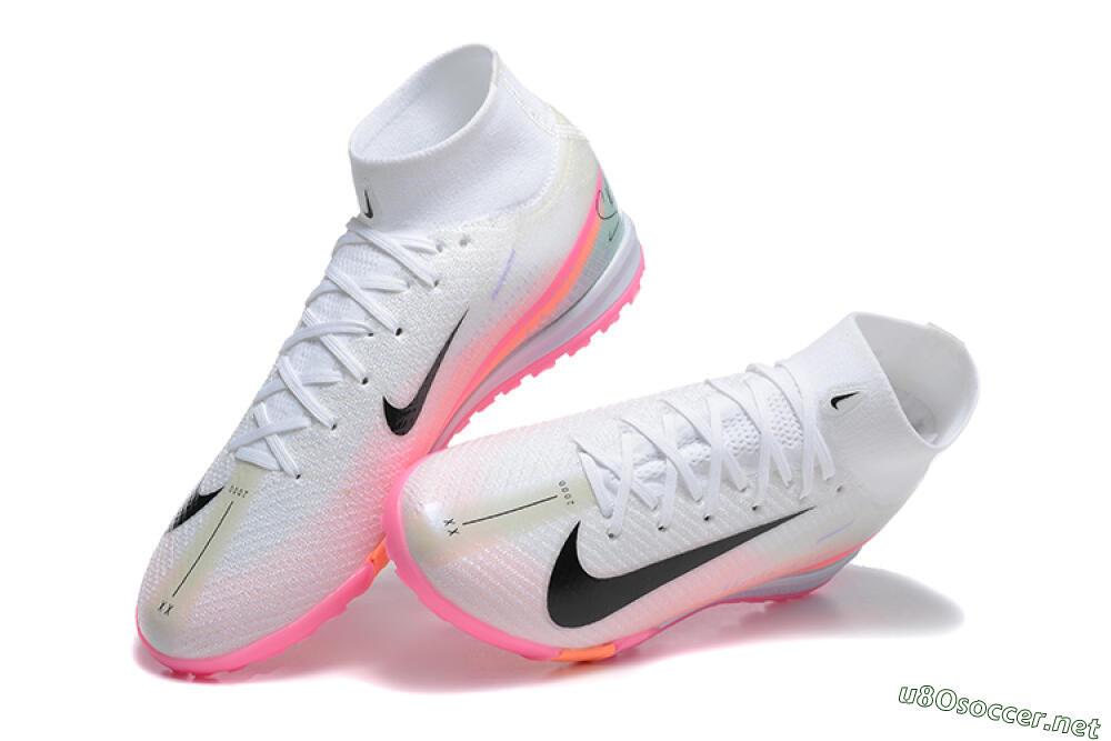 Unisex Nike Air Zoom Mercurial Superfly 10 Elite TF Football Shoes - White/Black/Pink 6