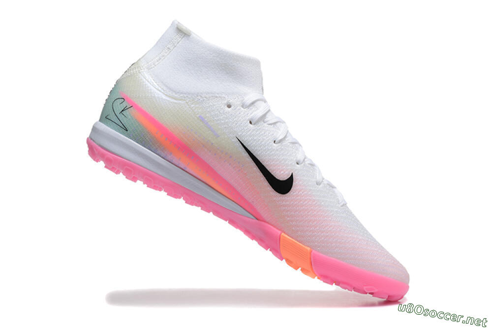 Unisex Nike Air Zoom Mercurial Superfly 10 Elite TF Football Shoes - White/Black/Pink 7
