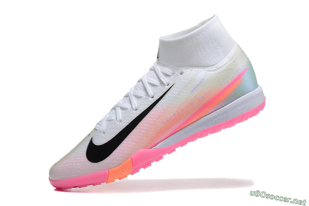 Unisex Nike Air Zoom Mercurial Superfly 10 Elite TF Football Shoes - White/Black/Pink 8