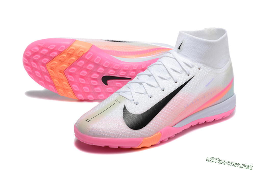 Unisex Nike Air Zoom Mercurial Superfly 10 Elite TF Football Shoes - White/Black/Pink 3