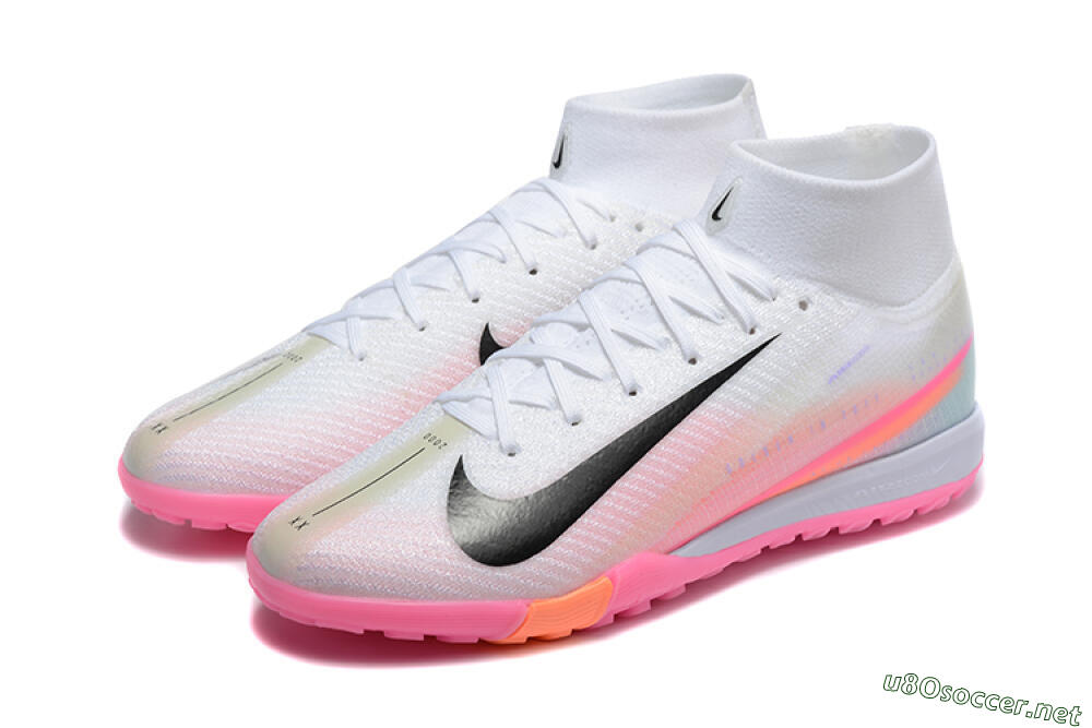 Unisex Nike Air Zoom Mercurial Superfly 10 Elite TF Football Shoes - White/Black/Pink 5