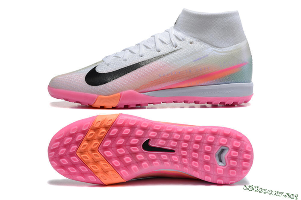 Unisex Nike Air Zoom Mercurial Superfly 10 Elite TF Football Shoes - White/Black/Pink 1