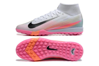 Unisex Nike Air Zoom Mercurial Superfly 10 Elite TF Football Shoes - White/Black/Pink