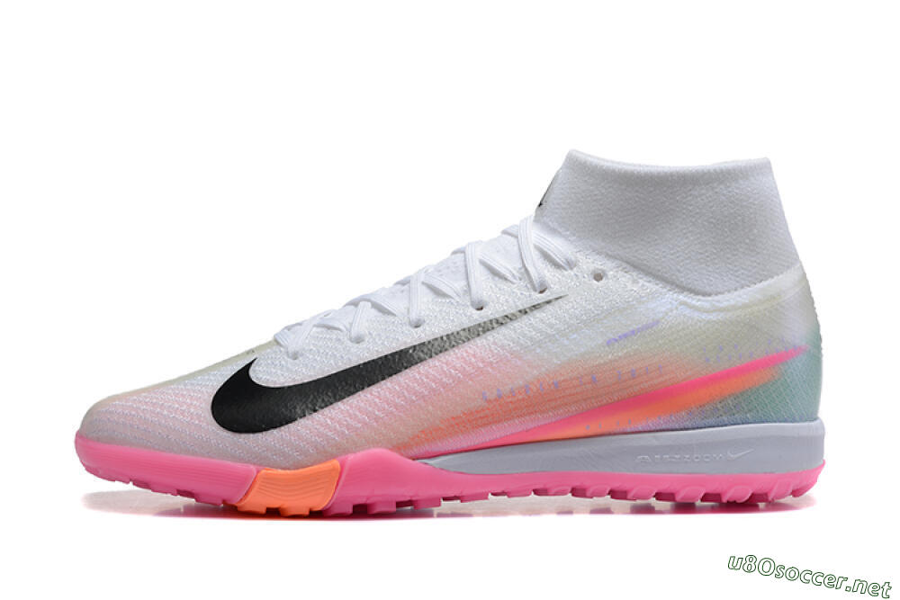 Unisex Nike Air Zoom Mercurial Superfly 10 Elite TF Football Shoes - White/Black/Pink 0