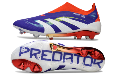 Unisex Adidas Predator 25 Elite Laceless FG Football Boots - Blue/White/Red