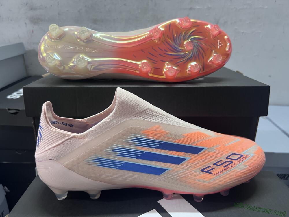 Men's Adidas F50 Elite Laceless FG Football Boots - Pink/Blue/Gold
