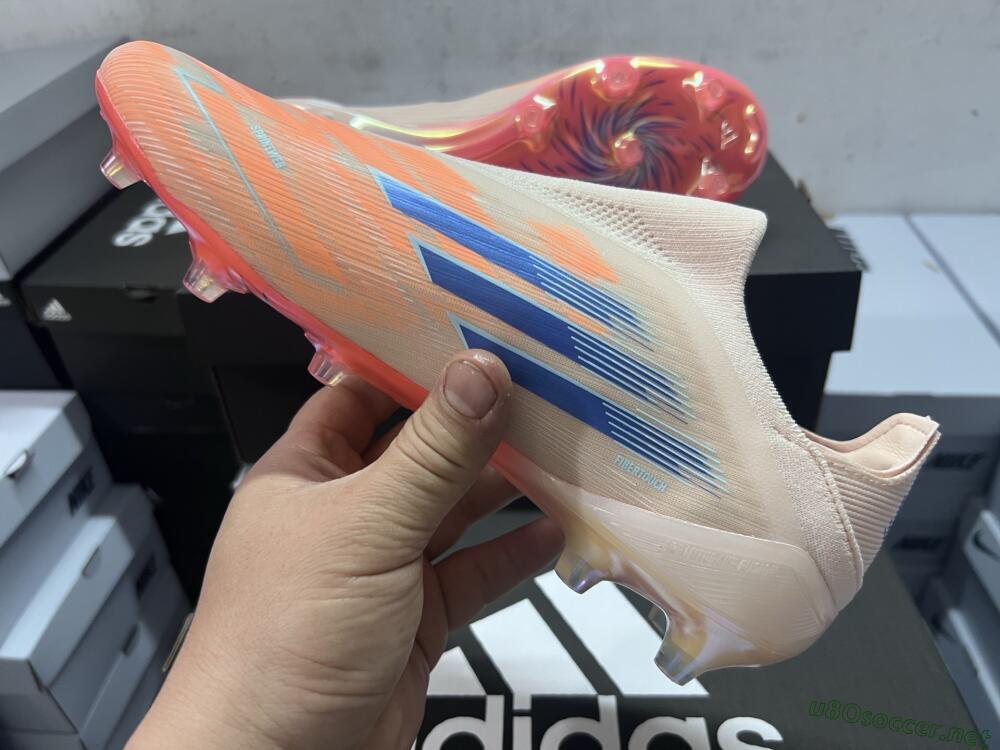 Men's Adidas F50 Elite Laceless FG Football Boots - Pink/Blue/Gold