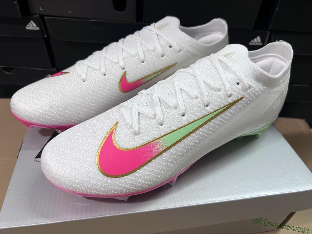 Unisex Nike Air Zoom Mercurial Vapor 16 Elite FG Football Boots - White/Red/Gold